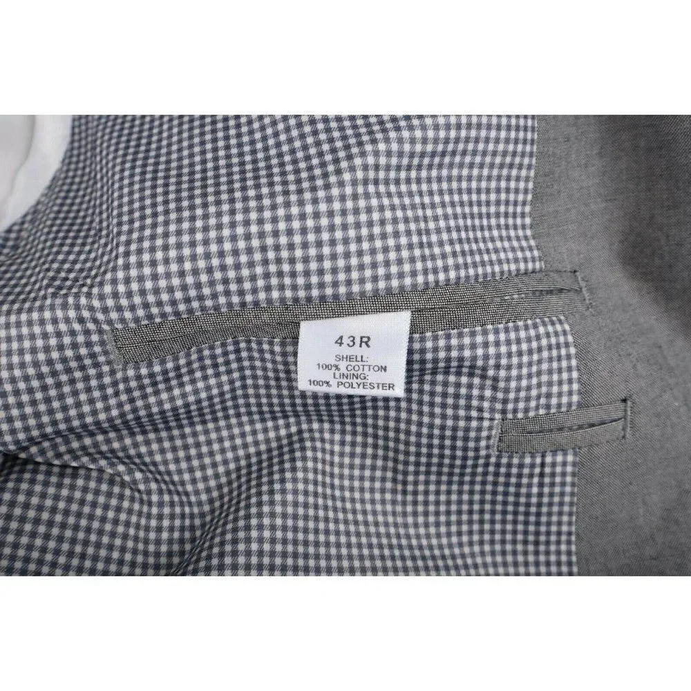 Saddlebred Mens Suit Jacket Blazer Sport Coat Sz 43 Gray Cotton NWT